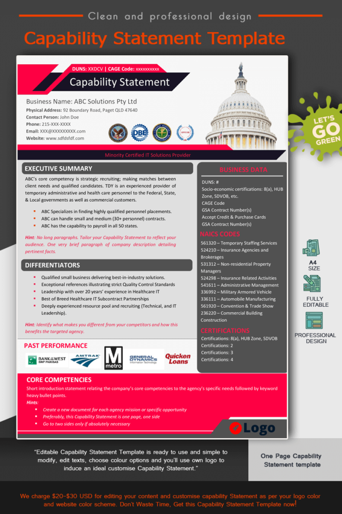 Business Capability Statement Template » Capability Statement Lab