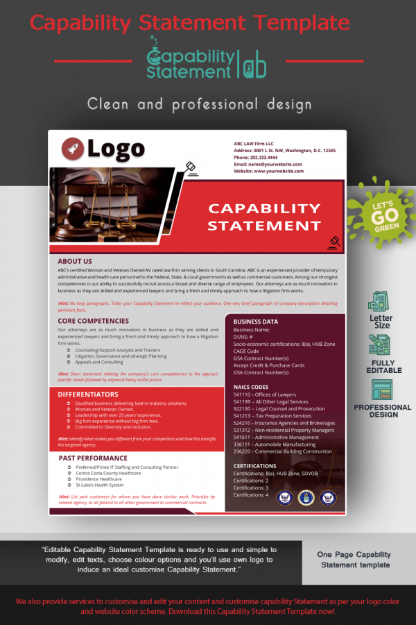 Law Firm Capability Statement Template _ Red Theme