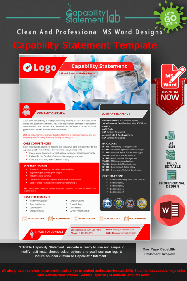 PPE and Essential Products Capability Statement Template_ Red