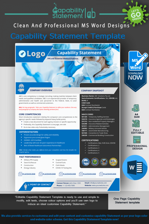 PPE and Essential Products Capability Statement Template_Blue