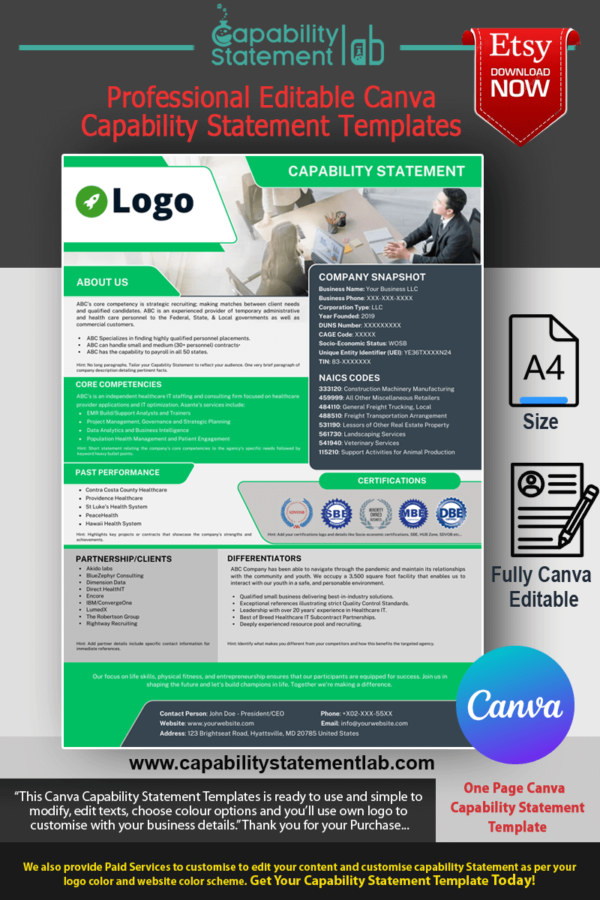 Corporate Canva Capability Statement Template