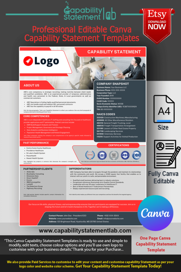 Corporate Canva Capability Statement Template